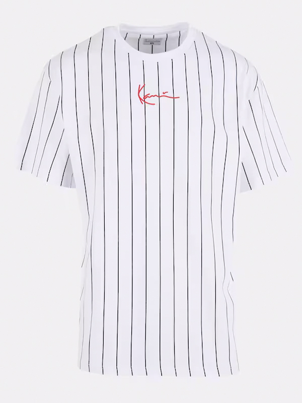Karl Kani Small Signatur Essential Pinstripe Tee White