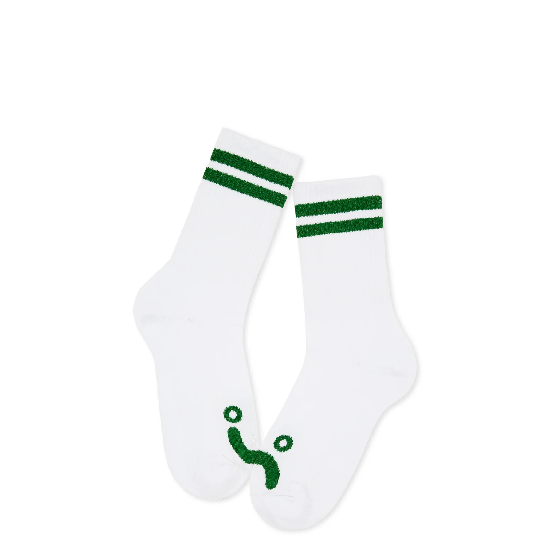 Polar Skate co. Rib Socks | HAPPY SAD - WHITE/GREEN
