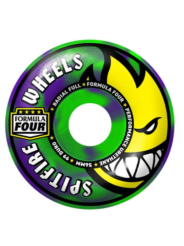 Spitfire Wheels F4 99A Lt. Green/Purple Radial Full 56mm