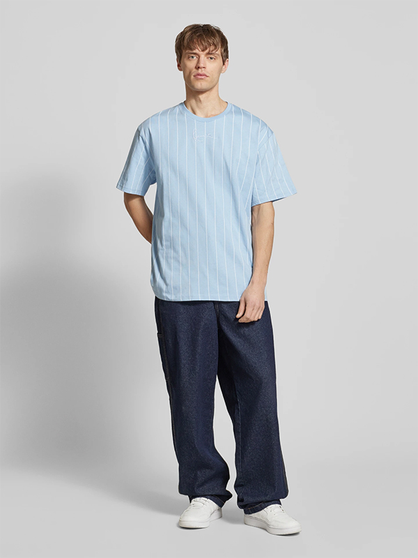 Karl Kani Small Signatur Essential Pinstripe Tee Light Blue