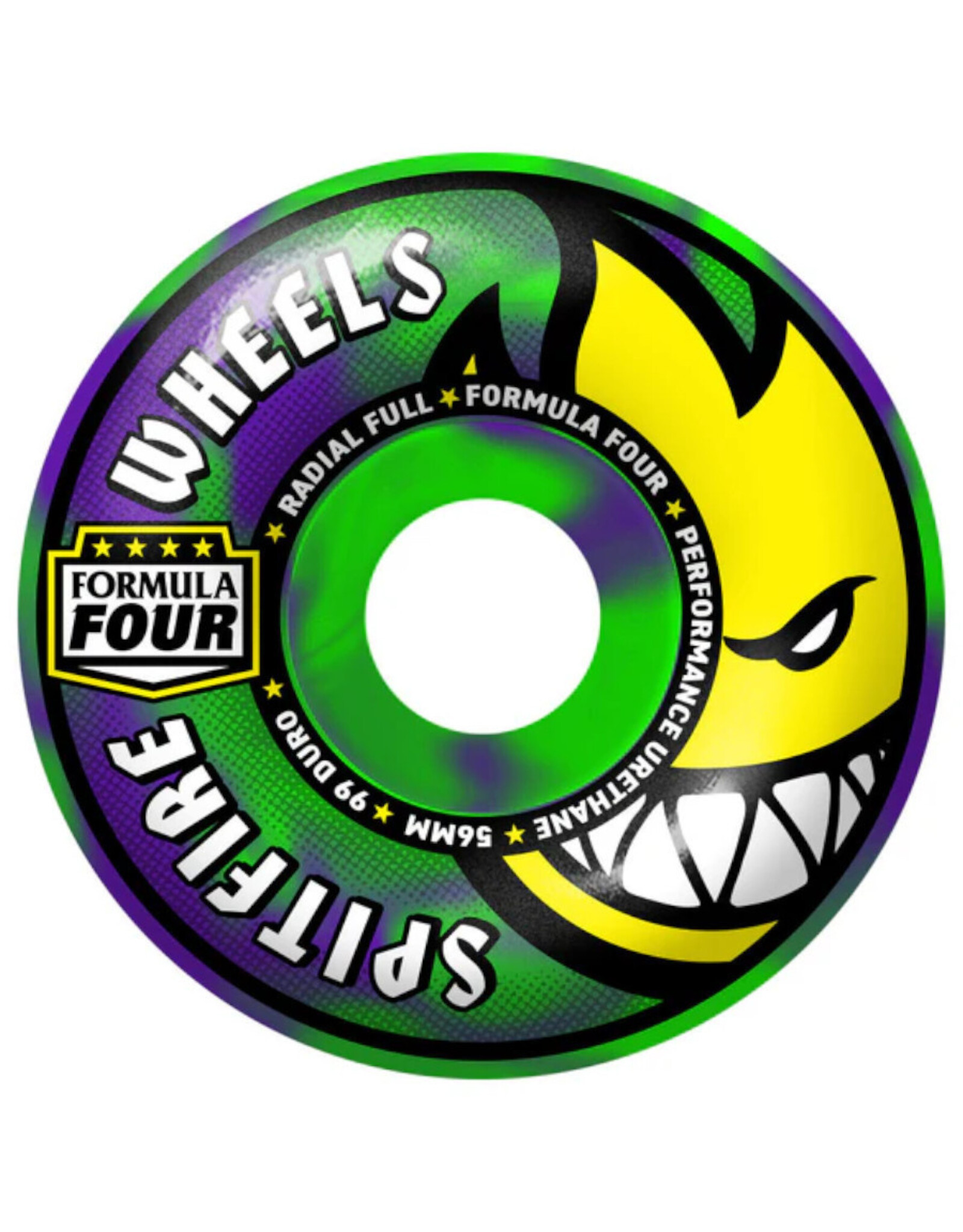Spitfire Wheels F4 99A Lt. Green/Purple Radial Full 56mm