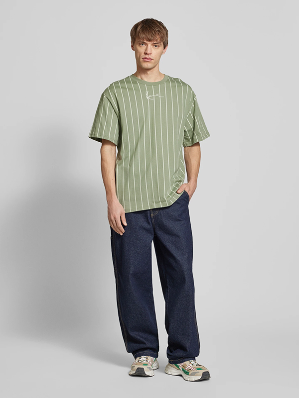 Karl Kani Small Signatur Essential Pinstripe Tee Green