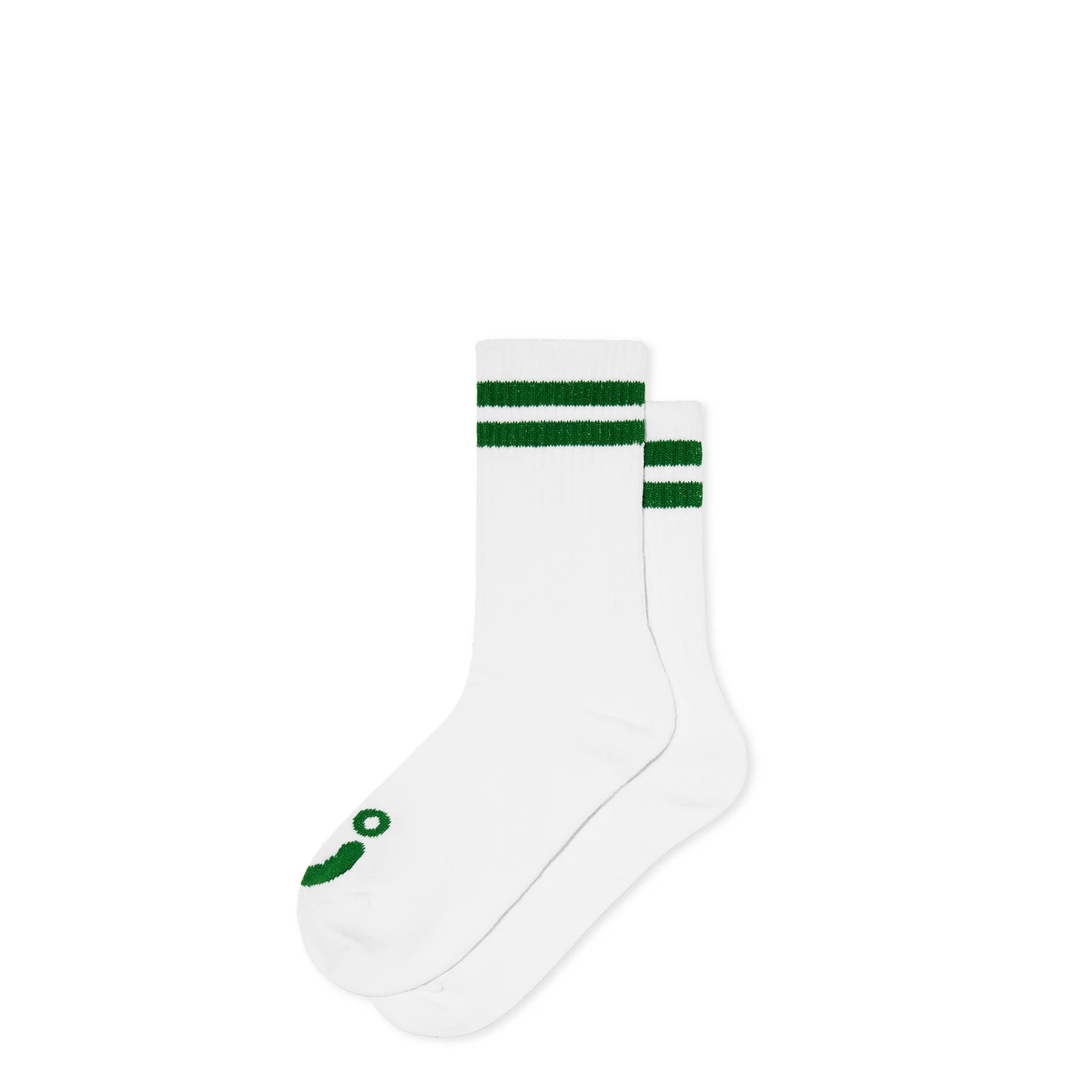 Polar Skate co. Rib Socks | HAPPY SAD - WHITE/GREEN