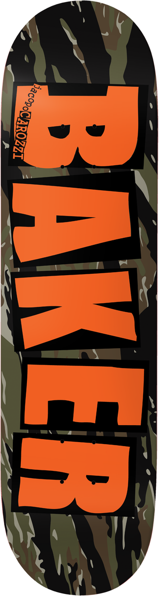 Baker Skateboards Jacopo Carozzi Brand Logo Tiger Stripe Deck Twin Tail 8.38"