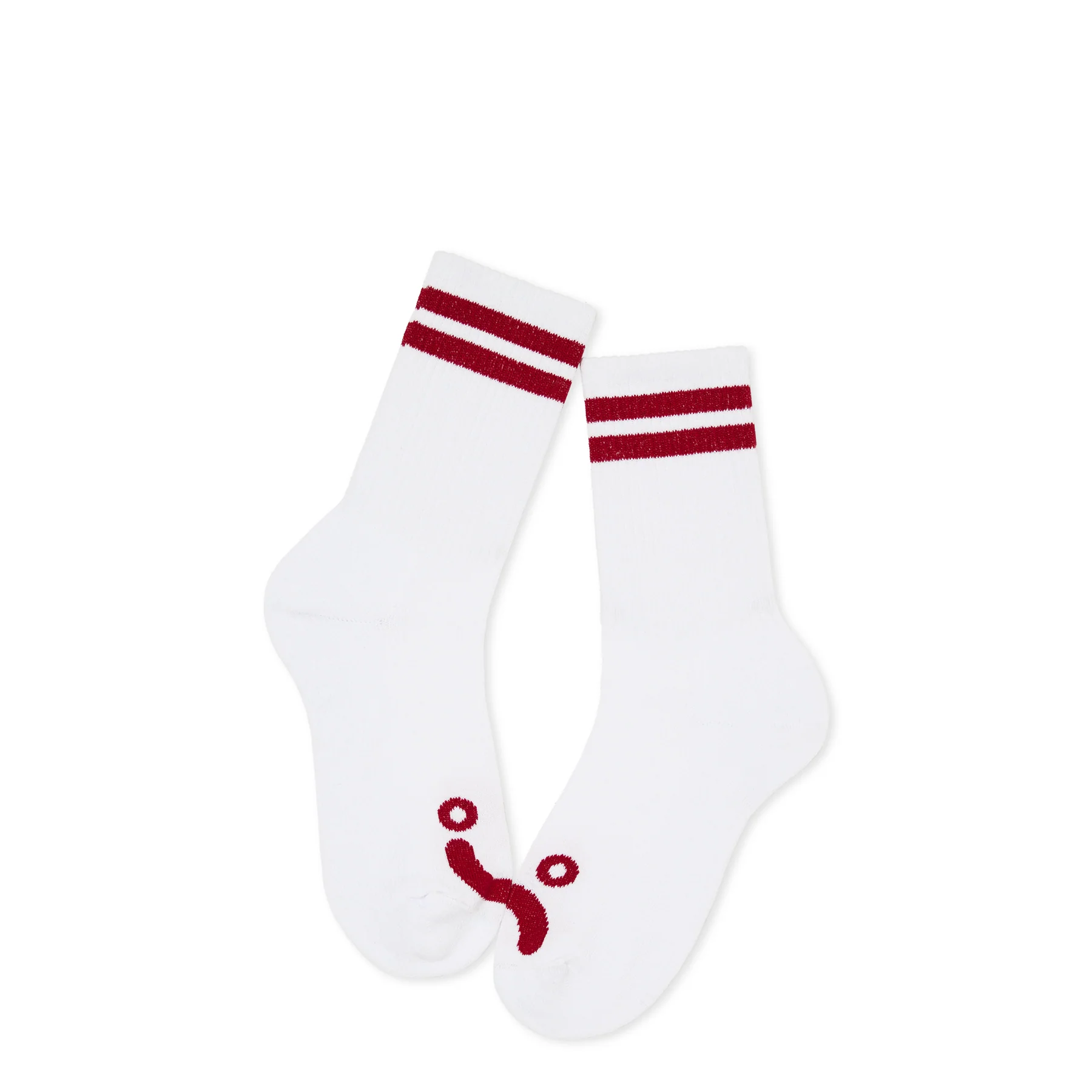 Polar Skate co. Rib Socks | HAPPY SAD - WHITE/RED