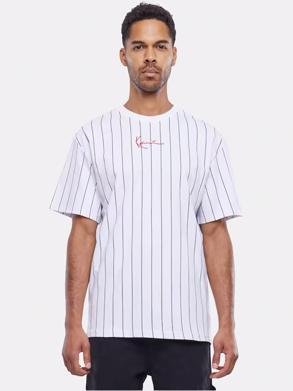 Karl Kani Small Signatur Essential Pinstripe Tee White
