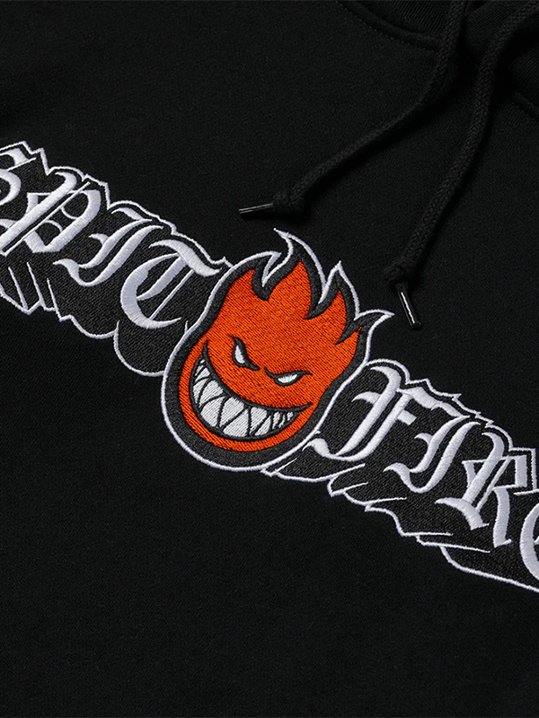 Spitfire Wheels Hoodie Old E Drop Bighead Embroidery Black