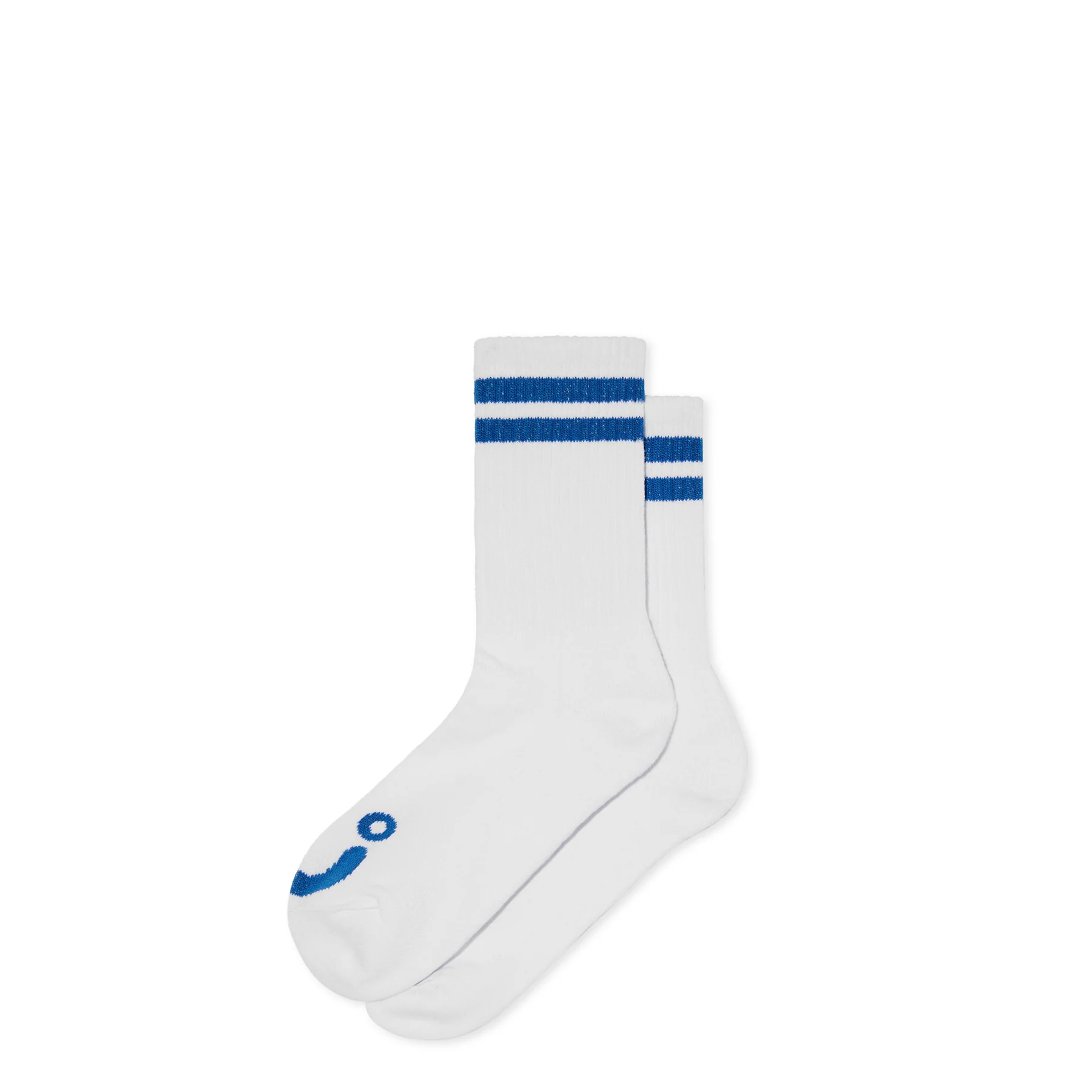 Polar Skate co. Rib Socks | HAPPY SAD - WHITE/BLUE