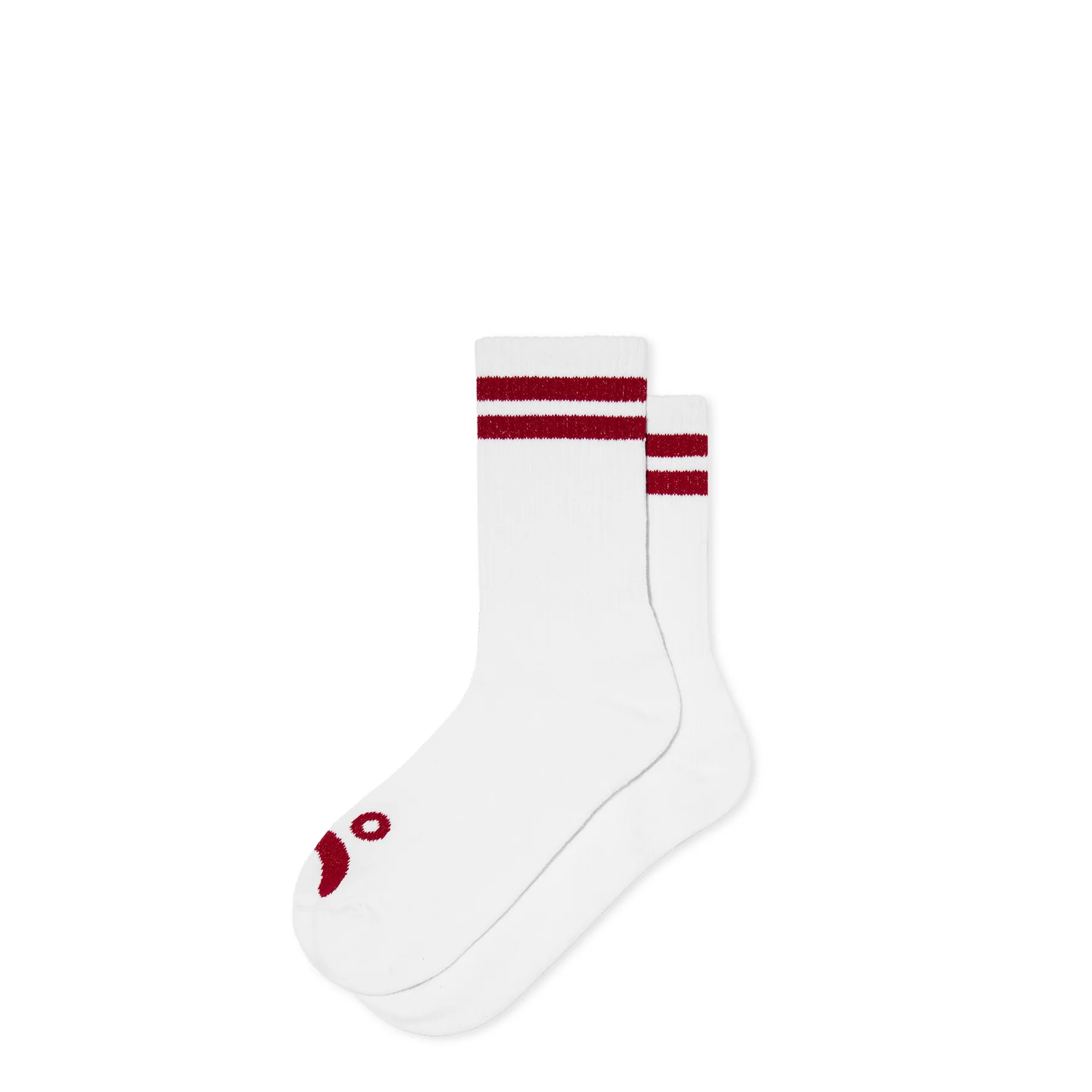 Polar Skate co. Rib Socks | HAPPY SAD - WHITE/RED