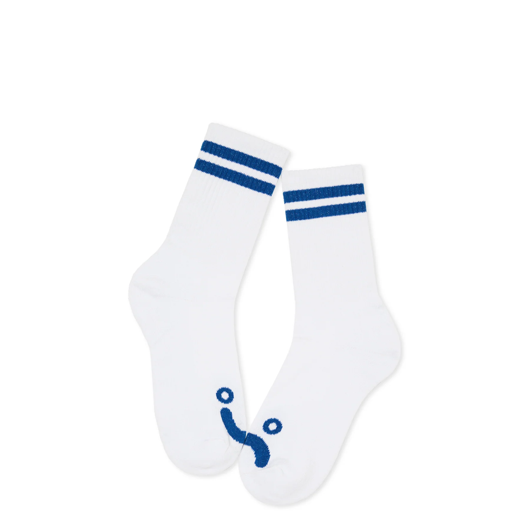 Polar Skate co. Rib Socks | HAPPY SAD - WHITE/BLUE